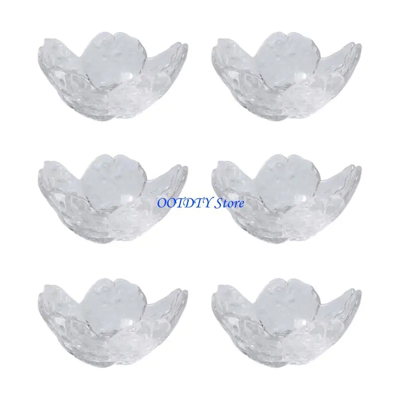 367A Glass Condiment Dish Set with Flower Design for Family Table Service