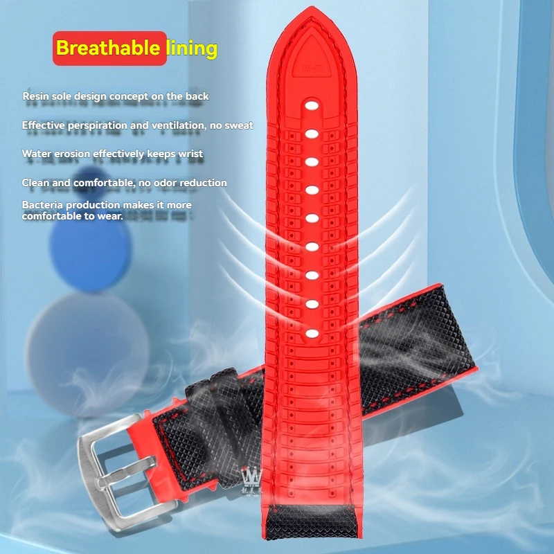 سوار ساعة هجين من النايلون مقاس 19-24 ملم لـ IWC Mark XVIII/البرتغالي |   متوافق مع تيودور وبريتلينغ |   حزام طيار مبطن بالمطاط الناعم