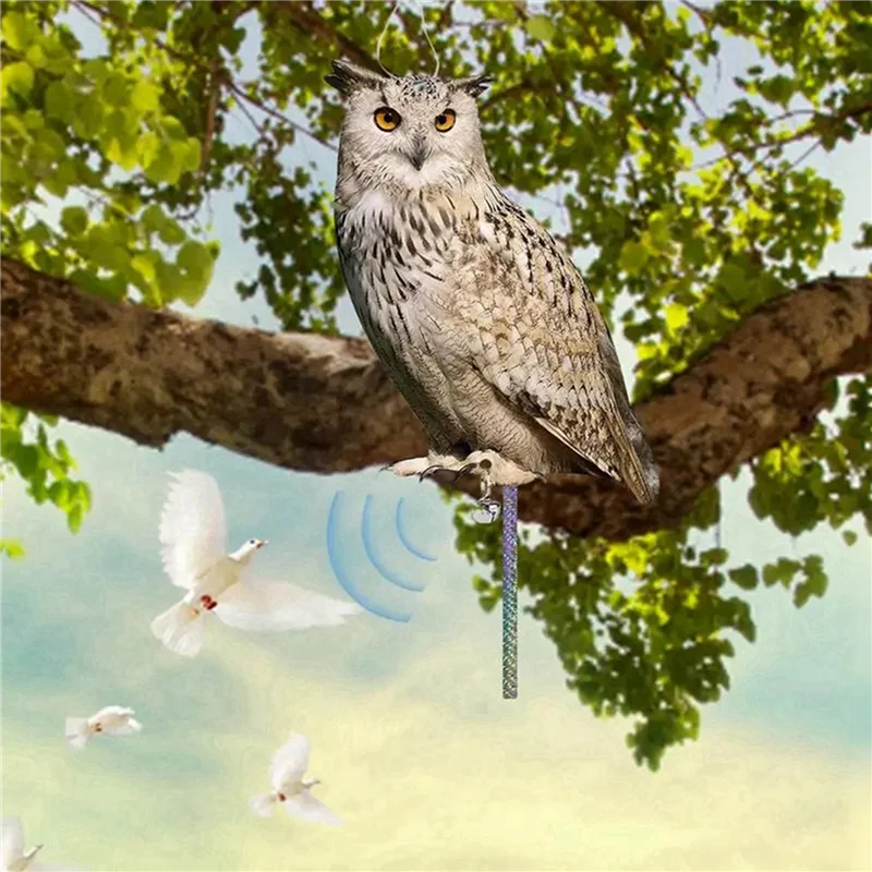 SEWS-3X Acrylic Bird Repeller Simulation Owl Reflective Bird Repeller Owl Orchard Balcony Garden Bird Repeller Decoration