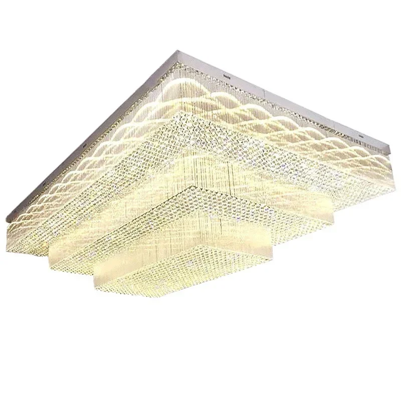 

room rectangular crystal lamp luxury dining room, lamp modern simple hotel lobby project ceiling