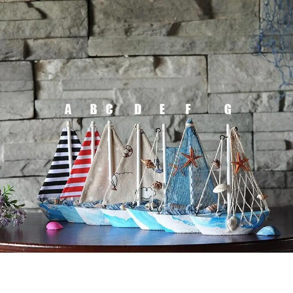 Nautical Sailing Wood Model Handcrafted Marine Ornament Ship Toy for Store Window and Hotel Theme Display