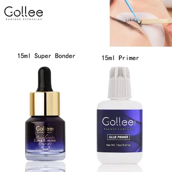 Gollee Eyelash Extensions Glue 15ml Eyelash Cleansing Primer Super Bonding Lasting Lash…