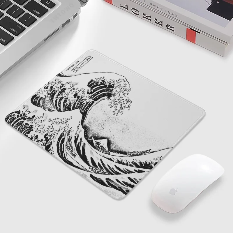 Mousepad New Gaming Computer Mousepads Cartoon Gamer Art White Japan Art Great Waves Home Carpet keyboard pad