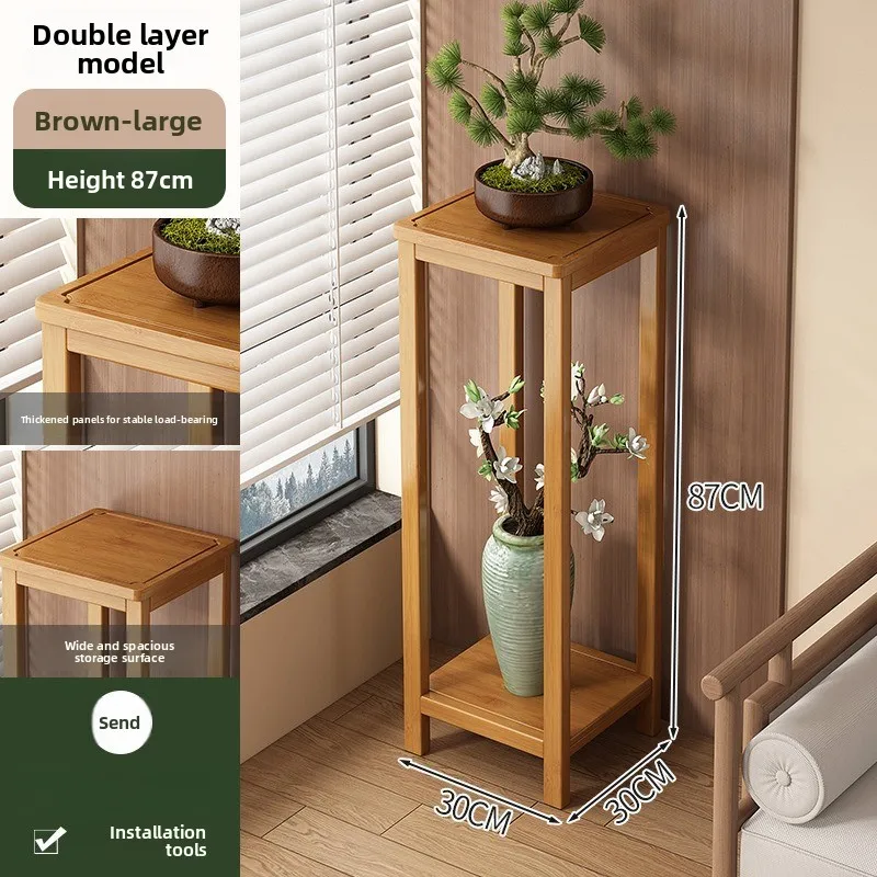 2025 Chinese Style Solid Wood Multi-Layer Plant Stand Indoor Outdoor Floor Flower Shelf New Model Garden Decor
