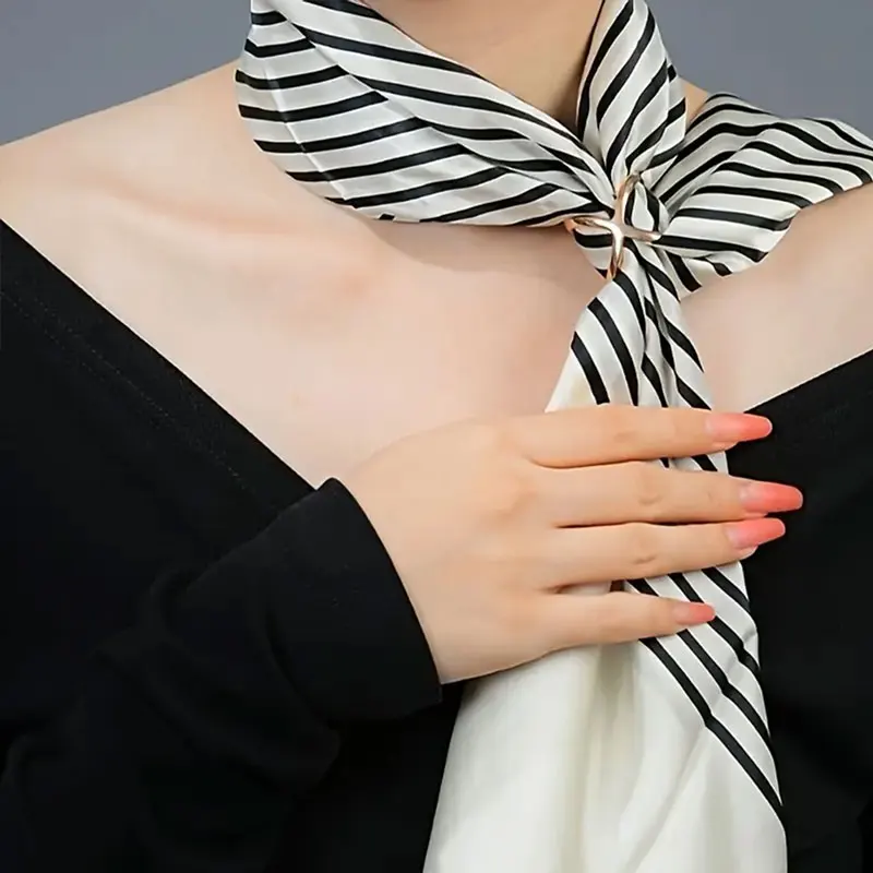 Women Korean version of simple stripes brocade forging 70cm small square scarf scarf headscarf and Silk scarf accessories