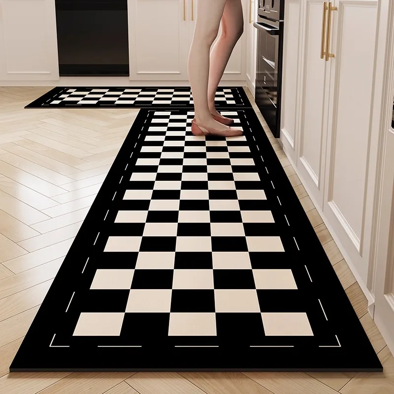 

Kitchen Floor Mat Chessboard Long Rug Waterproof Non-slip Anti-skid Anti-dirty Mat Household Door Mats Carpet Home Decoration