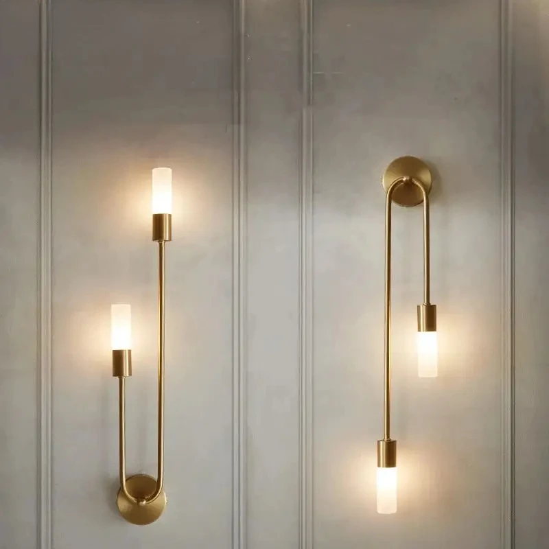 

Nordic Luxury Wall Lamp Living Room Modern Minimalist LED Black gold Creative TV Background Wall Corridor Bedroom Bedside Lamp