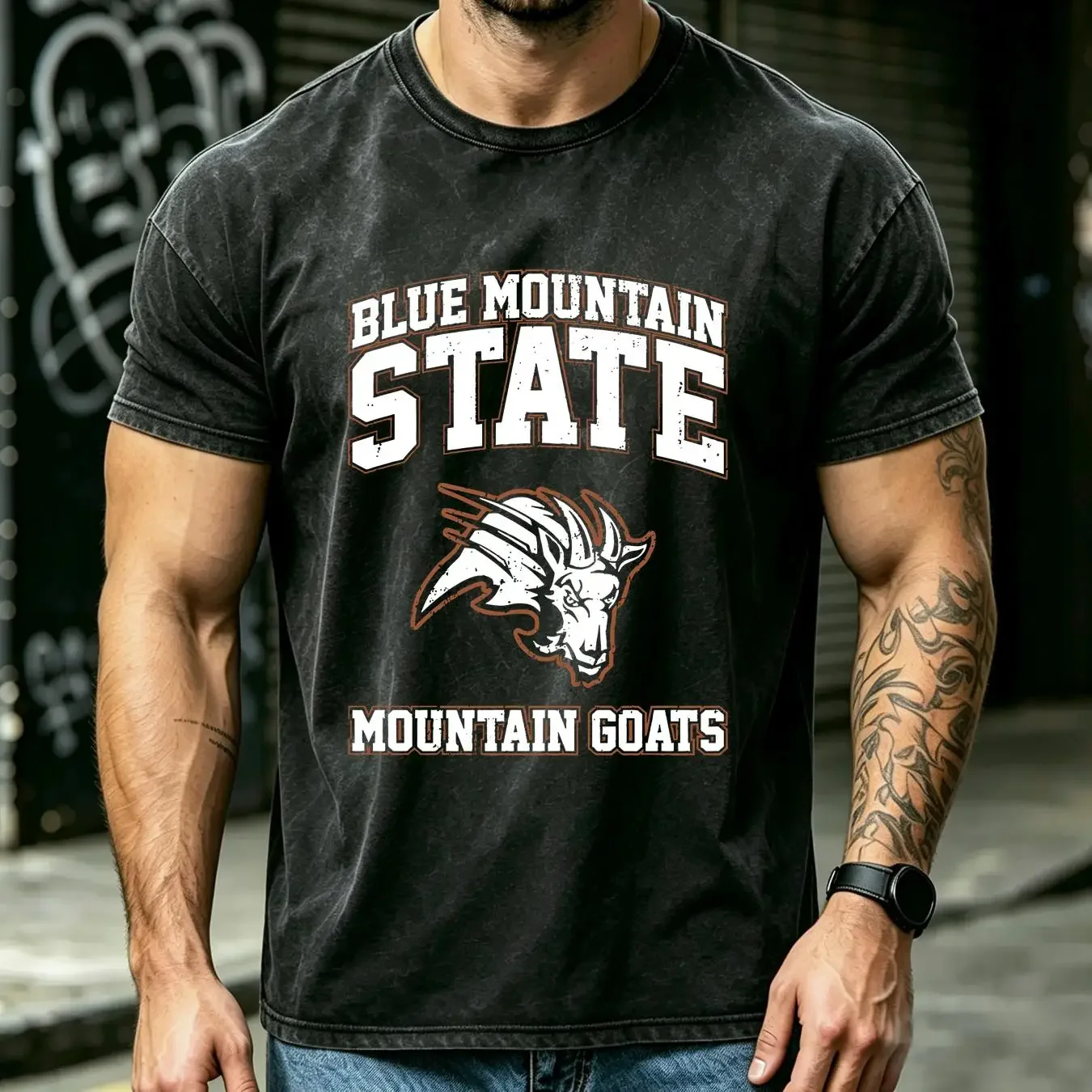 washed T Shirt Blue Mountain State Goats Essential long or short sleeves vintage Washed designer clothes graphic Stretched