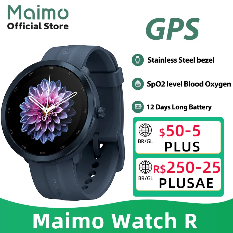

Новинка, умные часы глобальная версия Maimo, GPS, дисплей 1,3 дюйма, измерение кислорода в крови, пульсометр из нержавеющей стали, аккумулятор на 12 дней