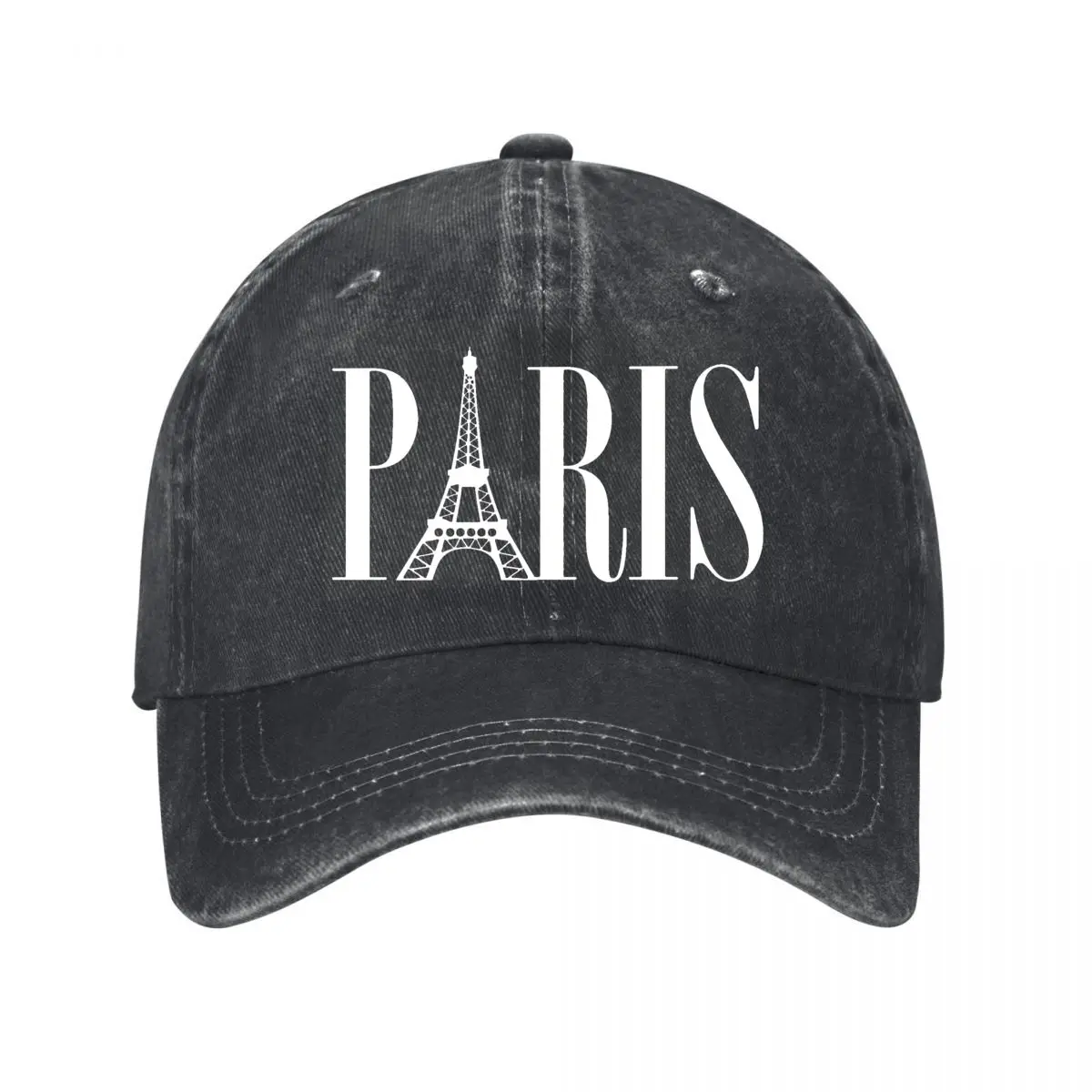 Paris France Eiffel Tower Landmark Illustration New Vintage Washed Cotton Baseball Cap Sun Hats
