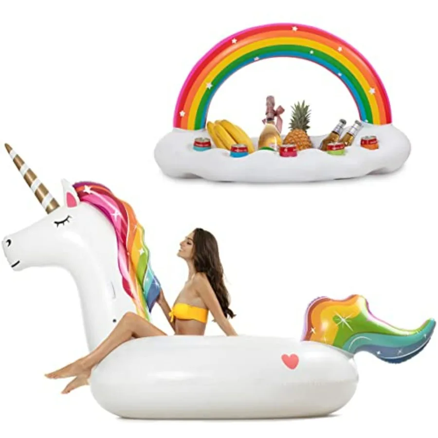 

Inflatable Pool Floats for Adults and,Water Unicorn Pool Float for Swimming Pool Fun PVC, Pastel Pink, Extra-Thick Durable Mate