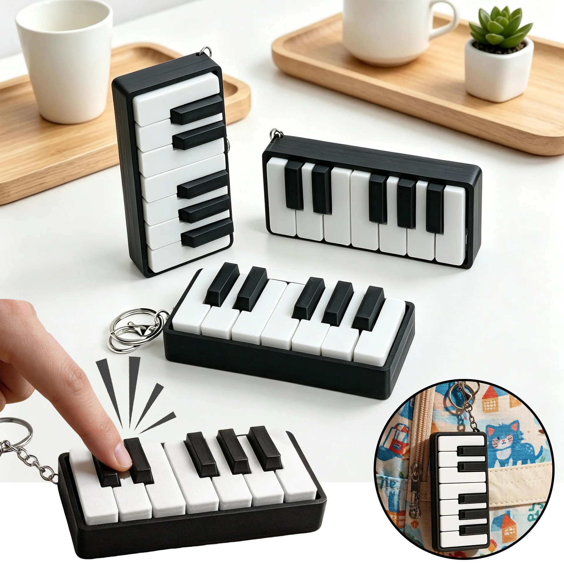 3D Printed Piano Key Pendant Pressure Relief Toys Birthday Gifts Mini Portable Hanging Ornaments Fidgets Toys Kid Fidget Spinner