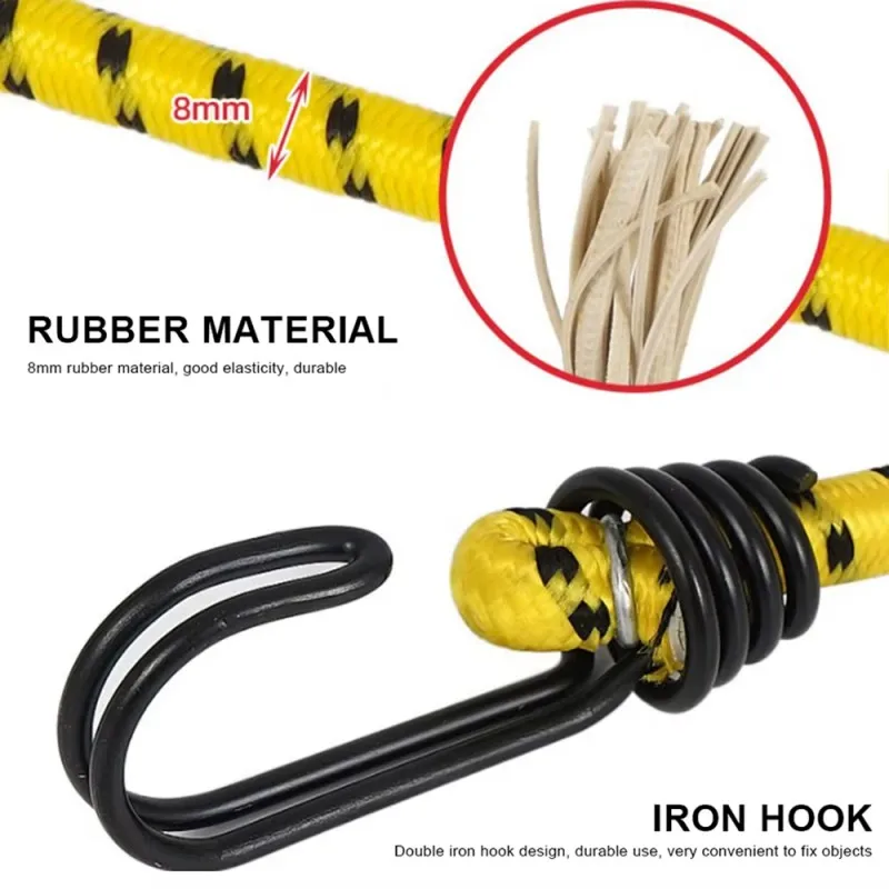 60/120cm Bungee Cord Elastic Band High Elasticity Rubber Outdoor Camping Luggage Tent Assembly Hiking Accessories Tying Rope