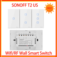 Sonoff T2 WiFi Smart Wall Touch Light Switch US 1 2 3 Gang RF Wireless Remote Light Smart Home Controller Work with Alexa Google