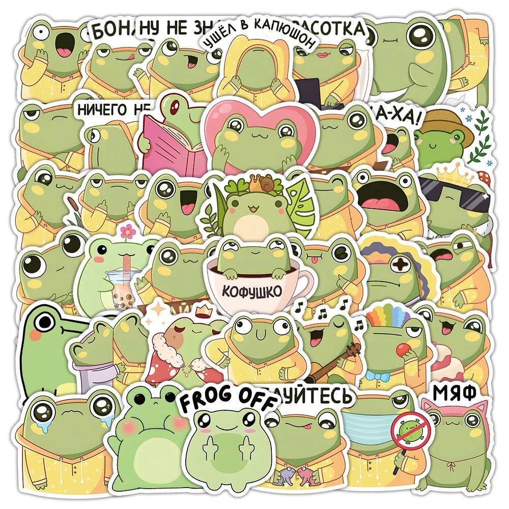 10/30/53pcs Cute Funny Frog MEME Stickers Cartoon Animals Graffiti Sticker Phone Notebook Suitcase Kawaii Vinyl Sticker Kids Toy