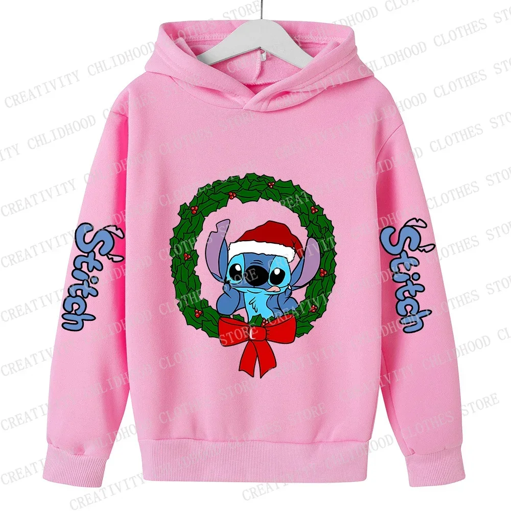 Stitch Children Hoodies Merry Christmas Kid Pullover Casual Clothes Anime Kids Sweatshirts for Girl Boy Cartoons Tops