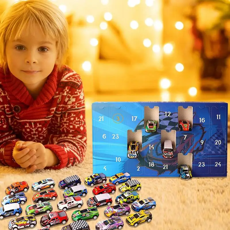 Christmas Advent Calendar Pull Back Car Toys 24 Days Alloy Race Car Christmas Countdown Calendar Party Favor Kids Xmas Gifts