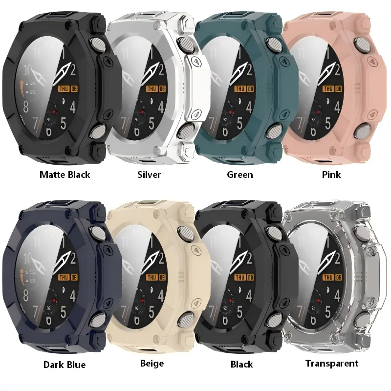 PC+Tempered Glass Case for Amazfit T-REX Ultra2 Smart Watch Full Cover Bumper Protector for Huami Trex Ultra 2 Shell Accessoies