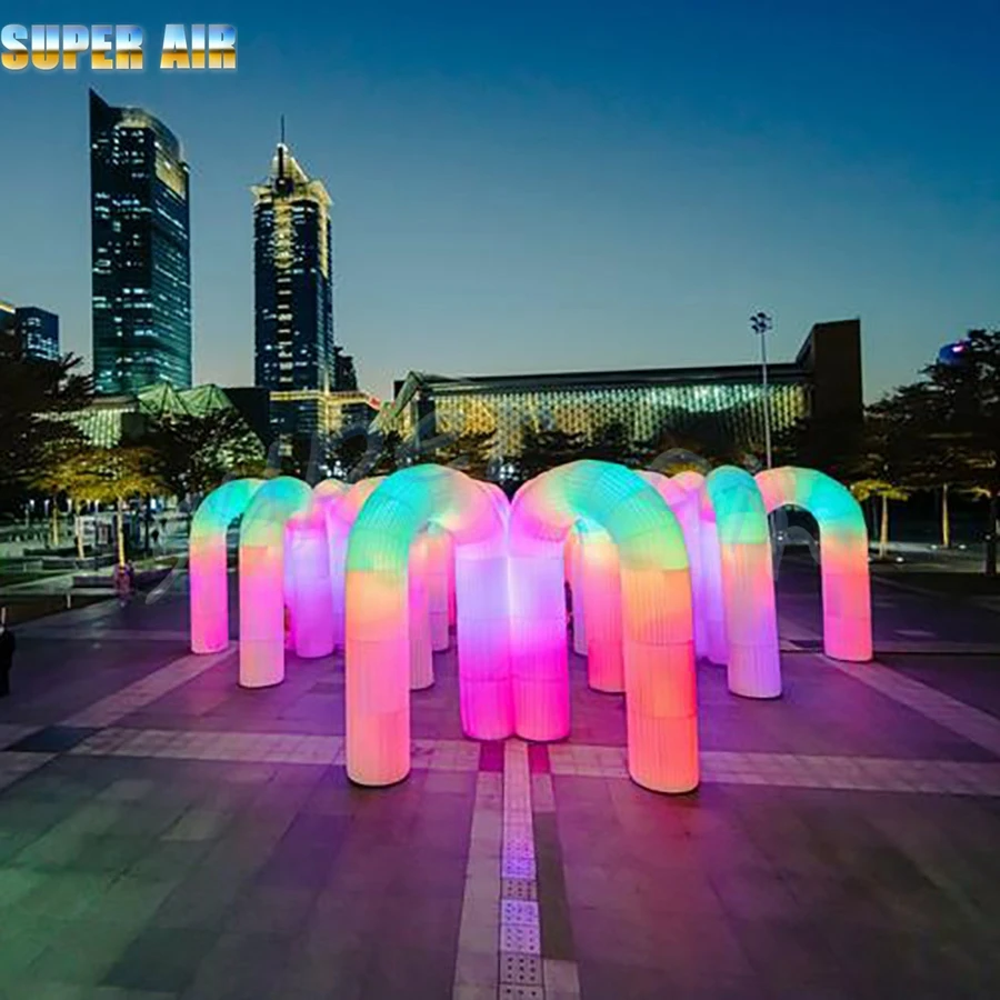 Ballon en U inversé gonflable, décoration de stade, avec éclairage LED coloré