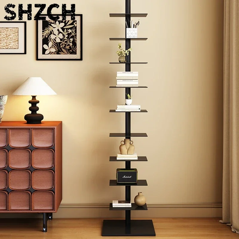 Minimalism Bookcases Living Room Floor Storage Shelf Creative Multi-layer Rotating Display Rack Invisible Bookcase for Kid Room
