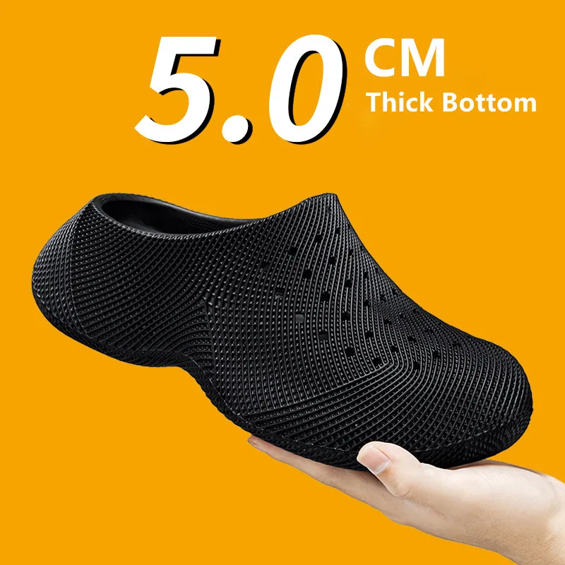 

Новые модные дышащие садовые туфли, летние парные сандалии, нескользящие мужские тапочки с толстой подошвой, уличные пляжные мужские туфли Baotou