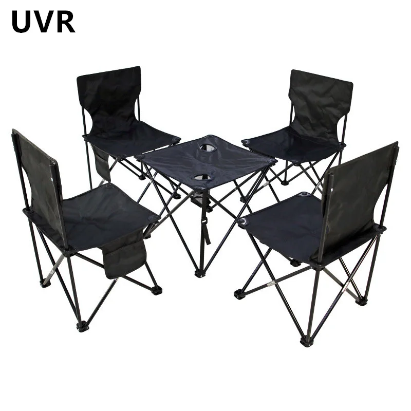 UVR New Folding Camping Table and Chairs Family Travel Portable Table and Stool Oxford Cloth Outdoor Table and Chairs Set