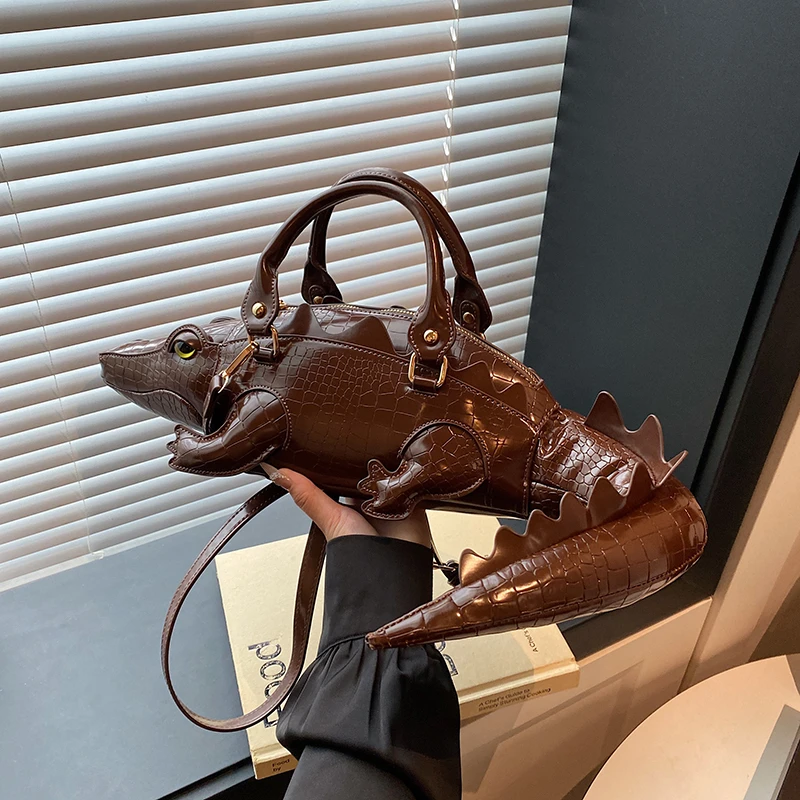 

PU Solid Color Zipper Design Sense Bags Three-dimensional Creativity Fashion Crossbody Bags 2026 Funny Personality Crocodile Bag
