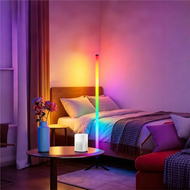 ABXF-120CM LED RGB Floor Lamp Bar Sound Pickup Ambient Light Corner Wall Light For Bedroom E-Sports Room Live Atmosphere Lamp