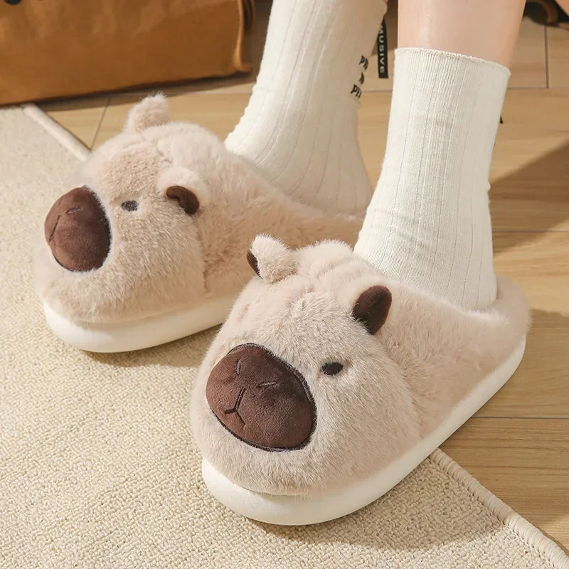 

Women Cute Cartoon Slippers Bedroom Soft Sole Non Slip Plush Slippers Female Winter Thick Bottom Indoor Home Warm Cotton Slides