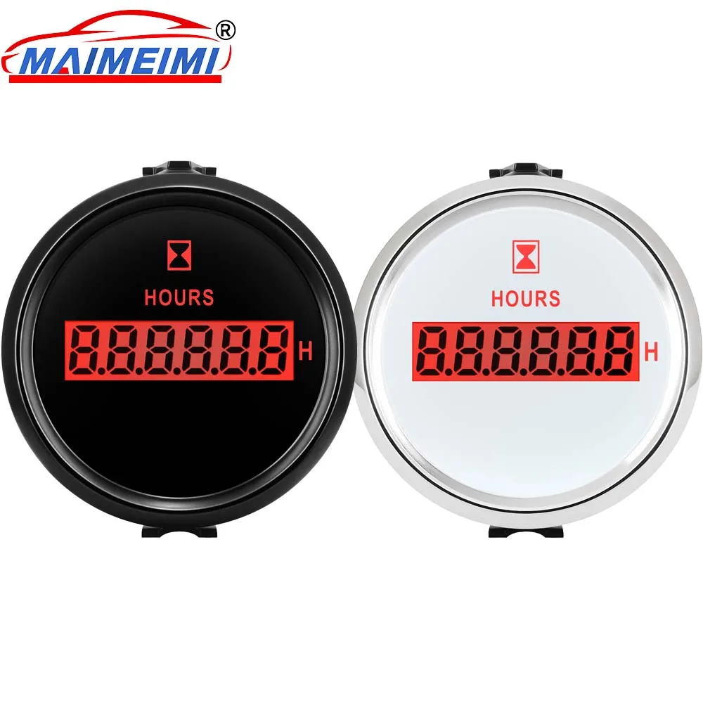 Universal 52mm Hour Hourmeter Digital Hour Meter Gauge Counter Waterproof Digital pointer instrument with Red Backlight