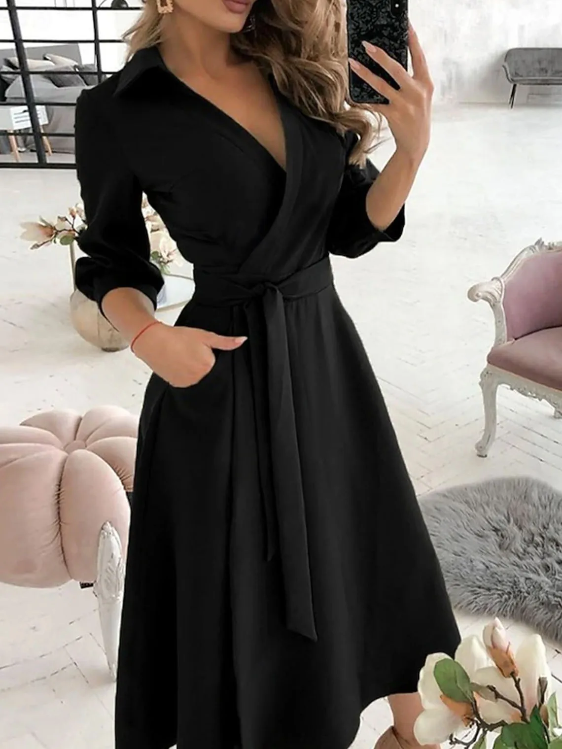 Elegant Fashionable A-Line Evening Gown Knee Length Shirt Collar Short Sleeve Stretch Fabric Sash Prom Gown 2025 free customized
