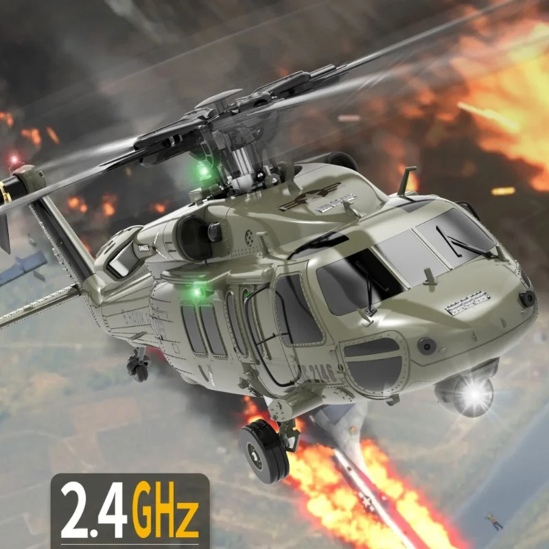 Black Eagle Uh60 Six Channel 3d Stunt 1:47 Scale 6ch 3d Remote Control Model Helicopter Drive Dual Brushless Aircraft Boy Gifts