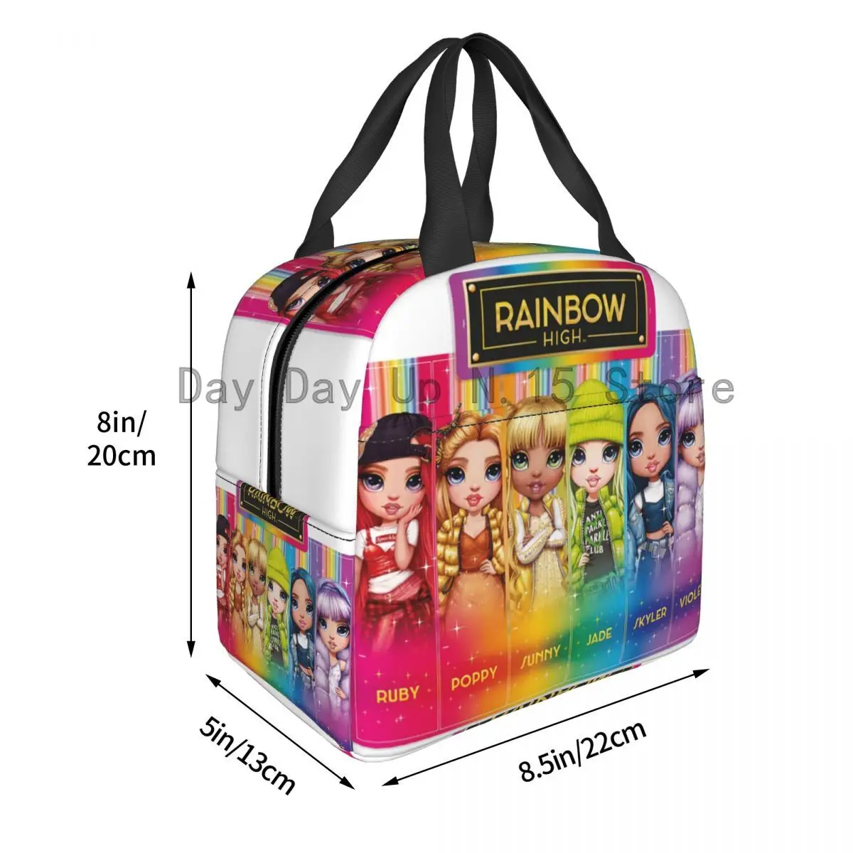 Rainbow High Isolated Lunch Bag para Piquenique ao ar livre Cartoon Anime Tv Portable Thermal Cooler Lunch Box Mulheres Kids