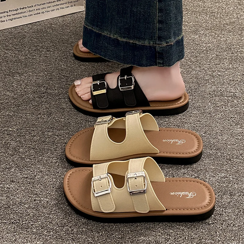 

Fanceey Classic Slippers Fashion Women's Sandals Soft Thick Sole Cork Slippers Summer Beach Sandals Home Open Toe Flat Sandals