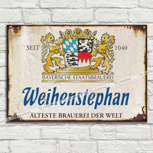 Weihenstephan Beer Metal Tin Plaque Sign Man Cave Pub Club Cafe Tiki Garden BAR