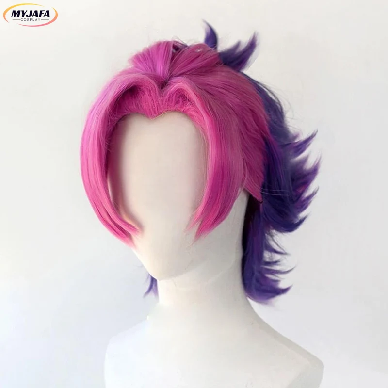 Shieda Kayn Cosplay Wig LOL Heartsteel Shieda Kayn 30cm Red Mixed Purple Heat Resistant Synthetic Hair Game Anime Wigs + Wig Cap