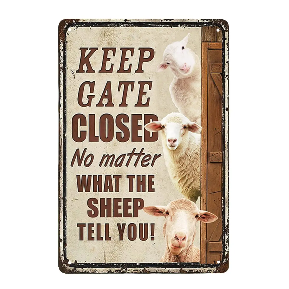 Sheep Funny Keep Gate Closed Metal Sign, Gift for Sheep Owners, Dcor Gate Home Wall Decoration Art Tin Sign Funny Novetly C sign