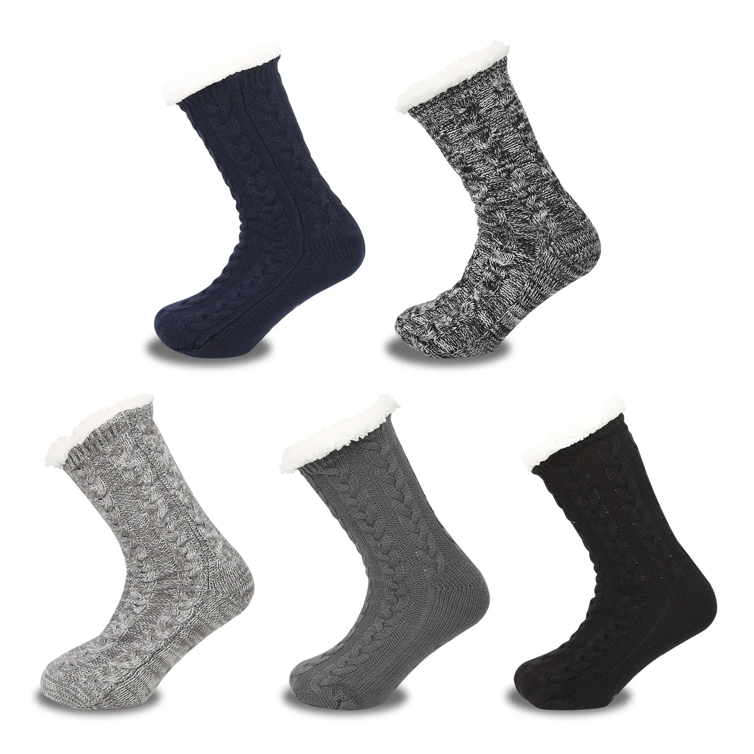 Men's winter velvet thickened home floor socks, adult socks, adhesive anti cold and anti slip snow socks, lazy warm socks