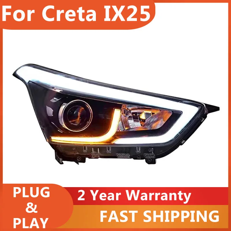 

Car Accessories for Hyundai IX25 Headlights Fori Creta Head Light DRL Turn Signal Low High Beam Projector Lens