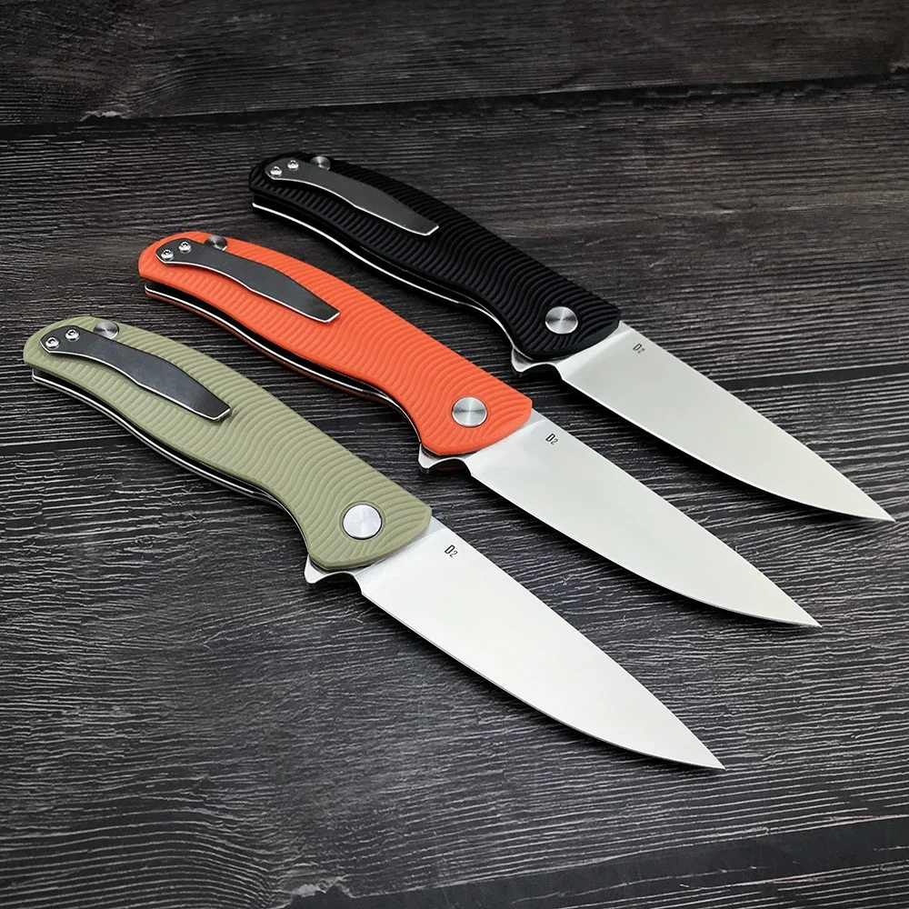 Russian Style EDC Flipper Blade Folding Knife D2 Blade G-10 Handle Outdoor Hunting Camping Knife Utility Foldable Tools