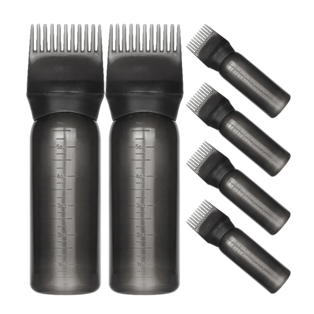 

6Pcs Hair Oil Root Comb Applicator Bottles Graduated Hair Dye Bottles Easy Use Durable Root Comb Applicator Bottle