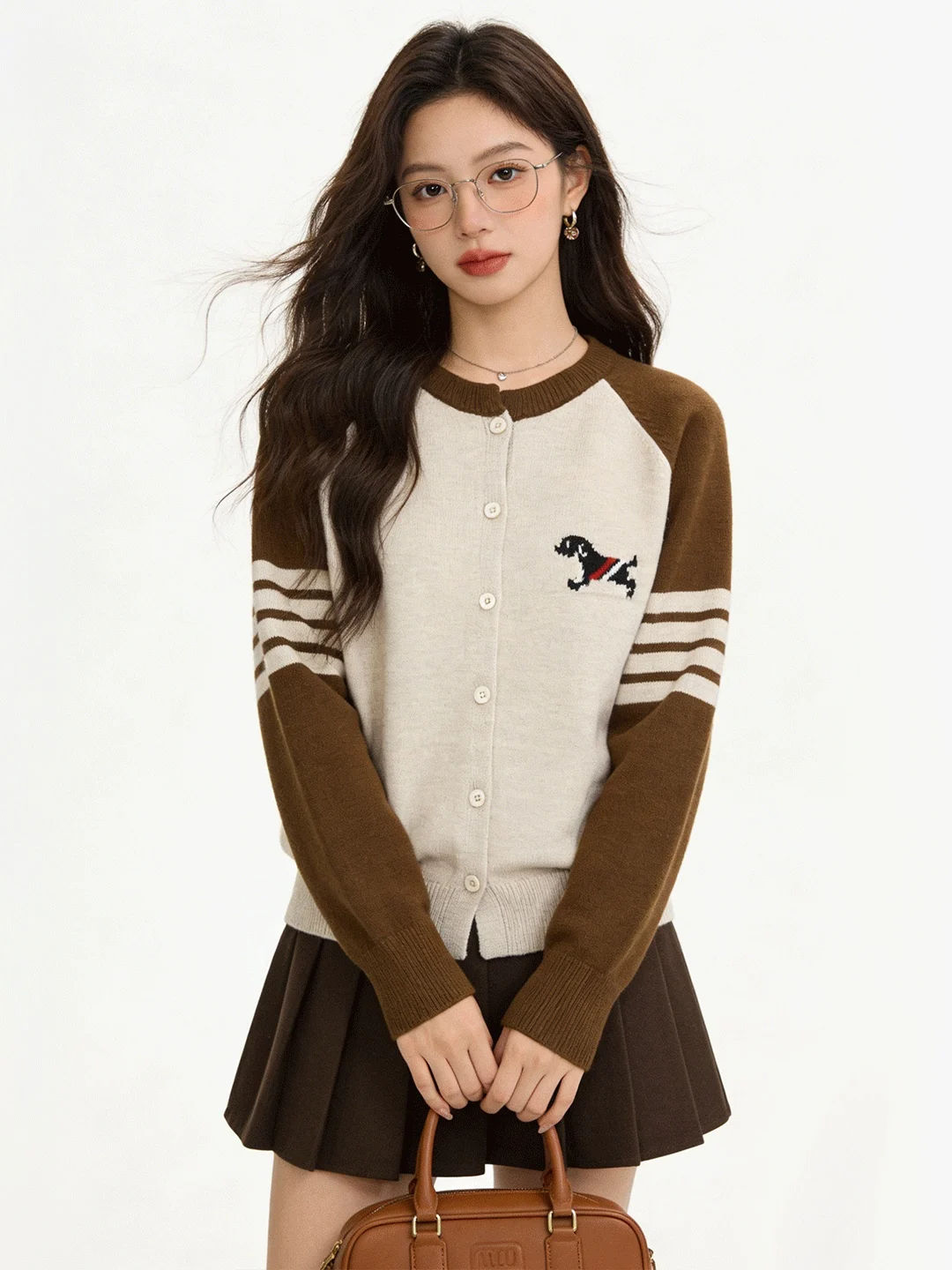 

Soft Cozy Striped oulder Sve Knitted Sweater Jaet Women's Korean Sle College Wind Long Sve Button up Cardigan