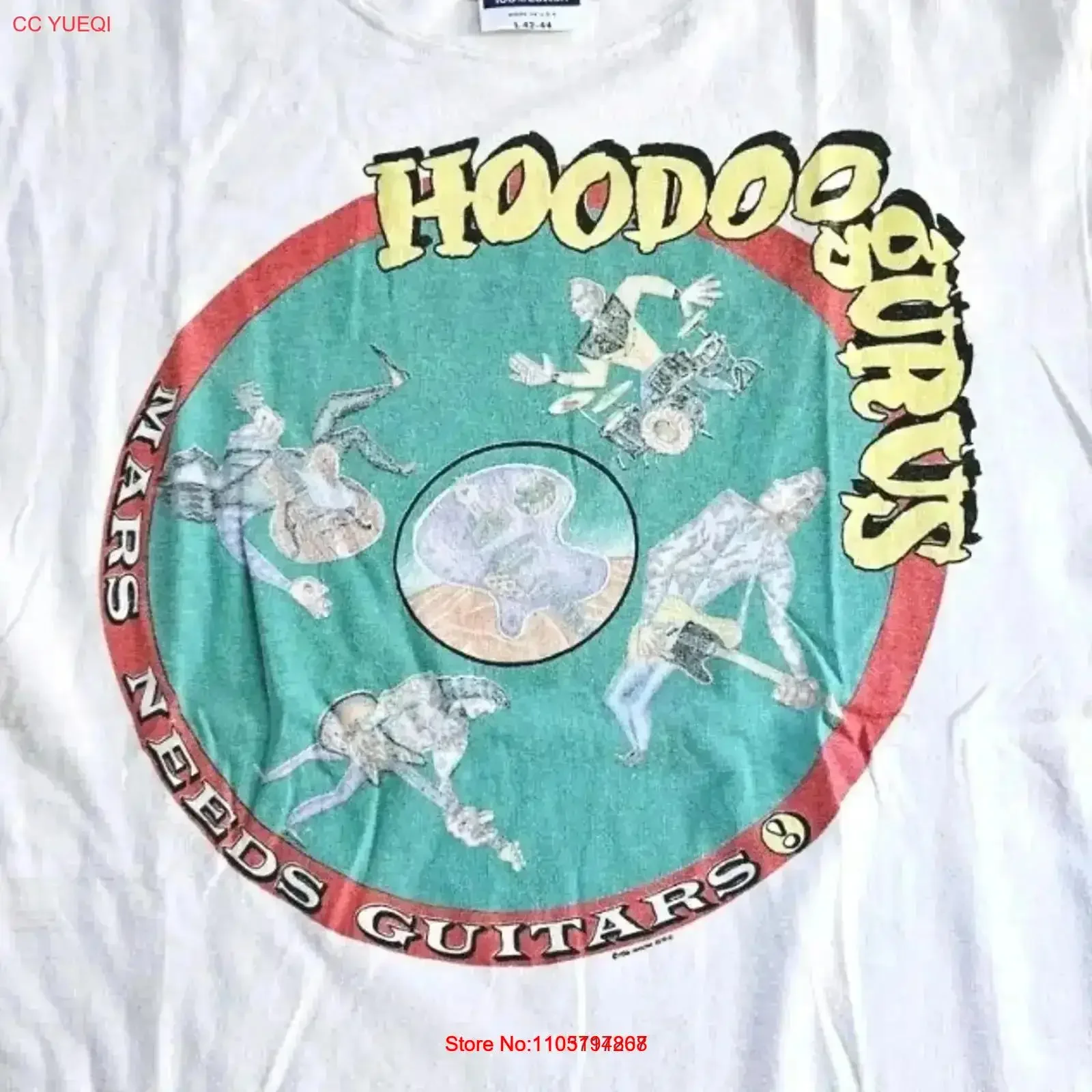 Vintage 80s 1986 Hoodoo Gurus Mars Needs Guitars Concert Tour T Shirt L SS Washed Soft fashion vintage Washed Unisex Versatile