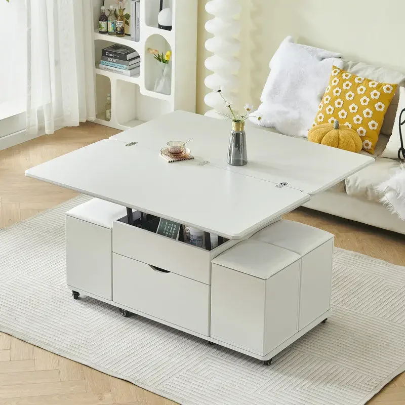 Mesa de Comedor redonda extensible, muebles de cocina de mármol, ajuste de altura de café para sala de estar, Mesa Comedor Redonda