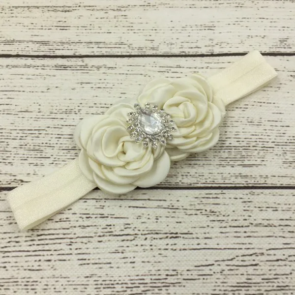 MASOKAN Two Cutesy Flowers with a center rhinestone gem and placed on a soft/Stretchy Elastic Headband For Girl Hair Accessories