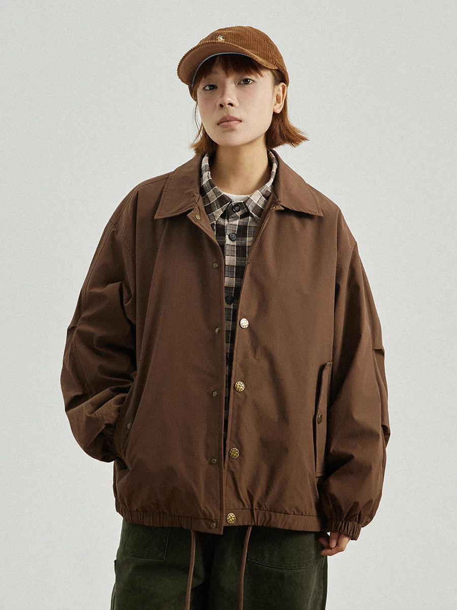 

Куртка GoodNorth в стиле ретро, японский рабочий стиль, свободный крой, с отложным воротником, из полиэстера, с подплечниками