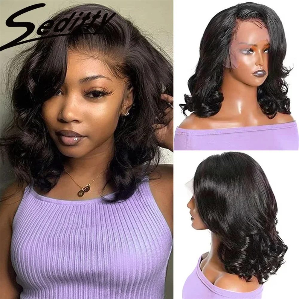 Bob Wig 13x4 HD Lace Frontal Wigs Transparent Body Wave 4/27 99j 350 Colored natural color Human Hair Wigs For Women 14inches