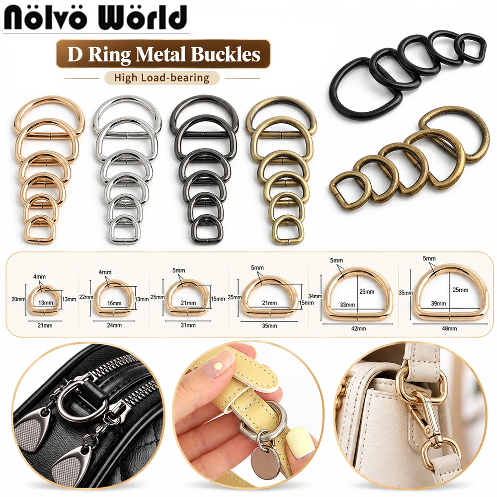 30PCS Inside:12-38mm Semi-Circular Metal D Rings D-Shape Buckle Clips For Webbing Backpack Bag Strap Belt Purse Accessories