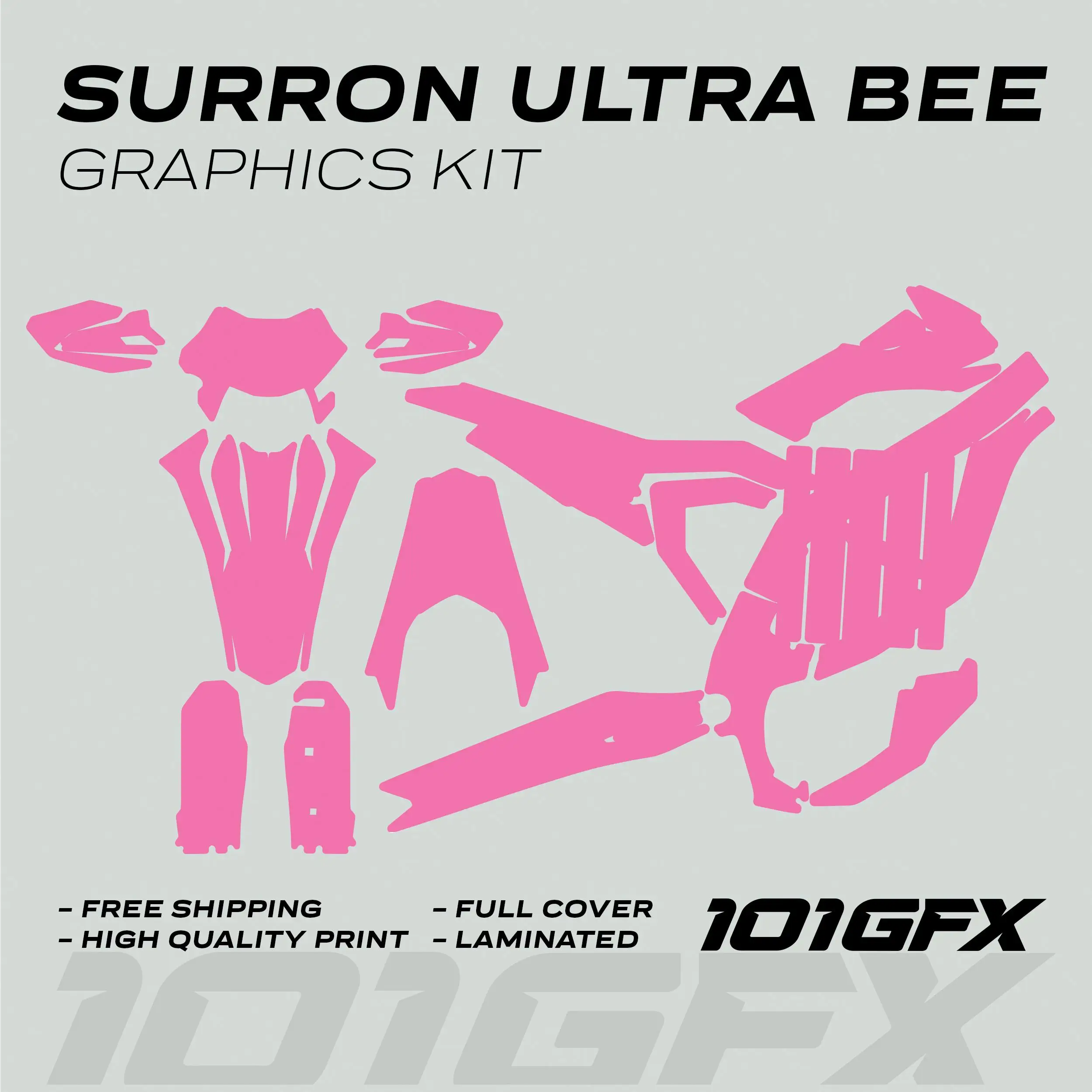 Graphics Kit SOLID COLOR PINK Decals Stickers Laminated eBike  Decals Wrap Protection Mono Color For Surron Ultra Bee