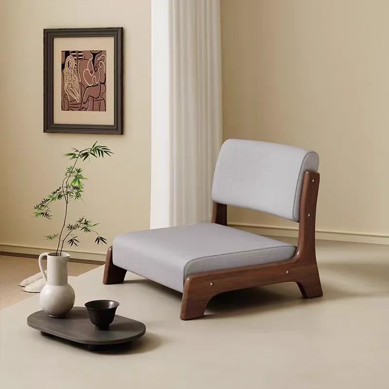 Solid Wood Floor Chair Backrest Tatami Seat for Bed & Window Sill Legless Japanese Style Lounger Low Profile Living Room Chairs